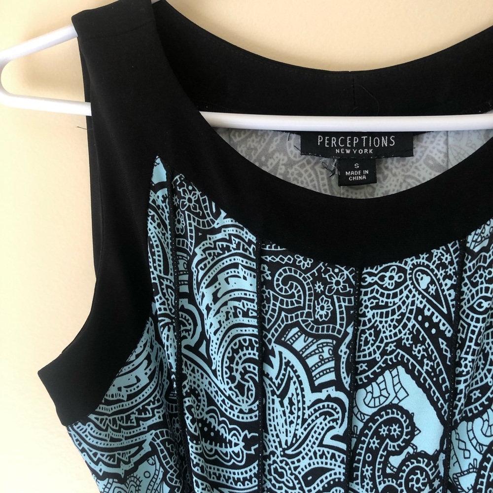 Black & blue midi dress. Perceptions NY brand